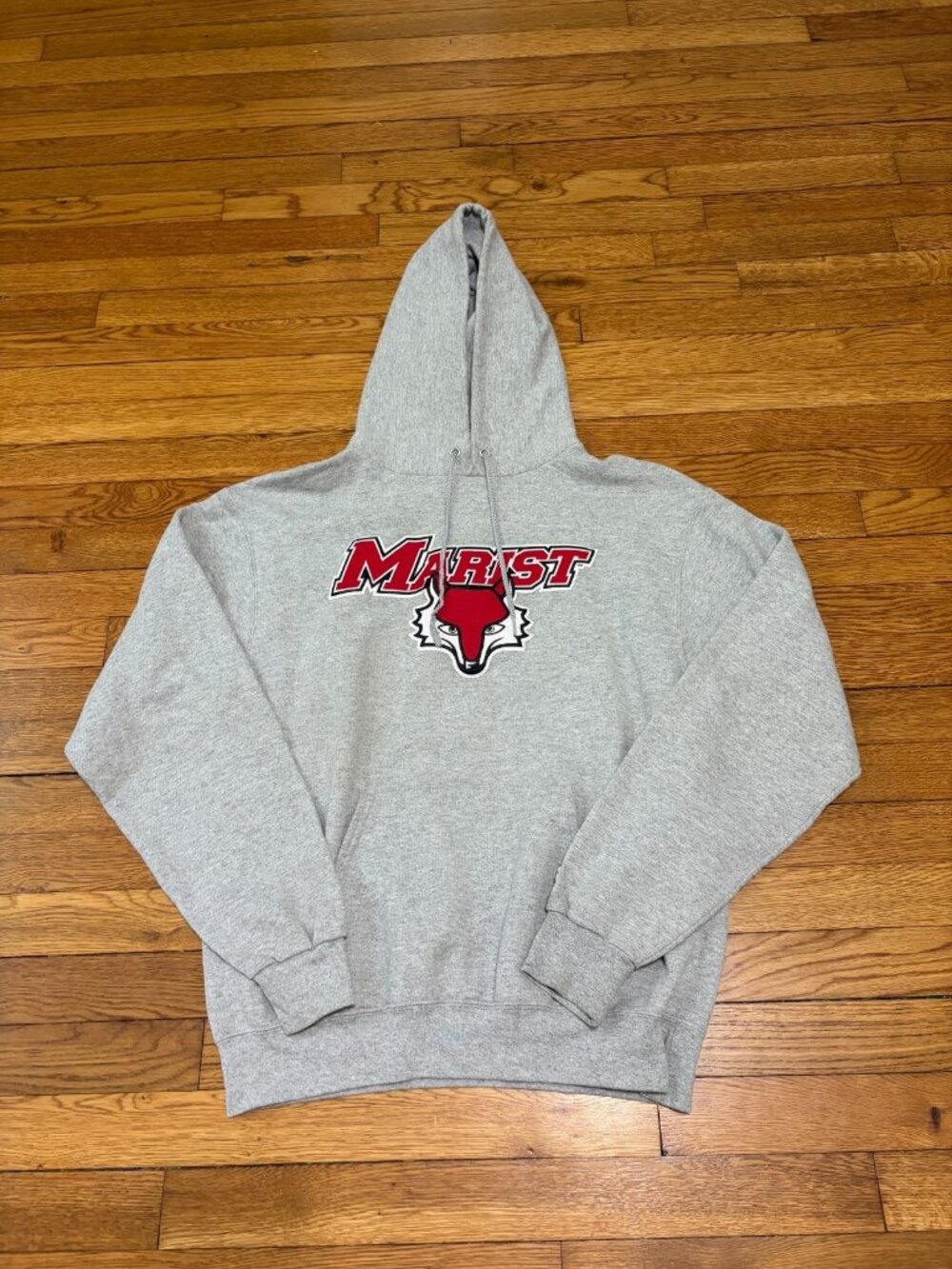 Champion Marist College Red Foxed Hoodie Sweatshirt Mens Size Medium Gray Logo